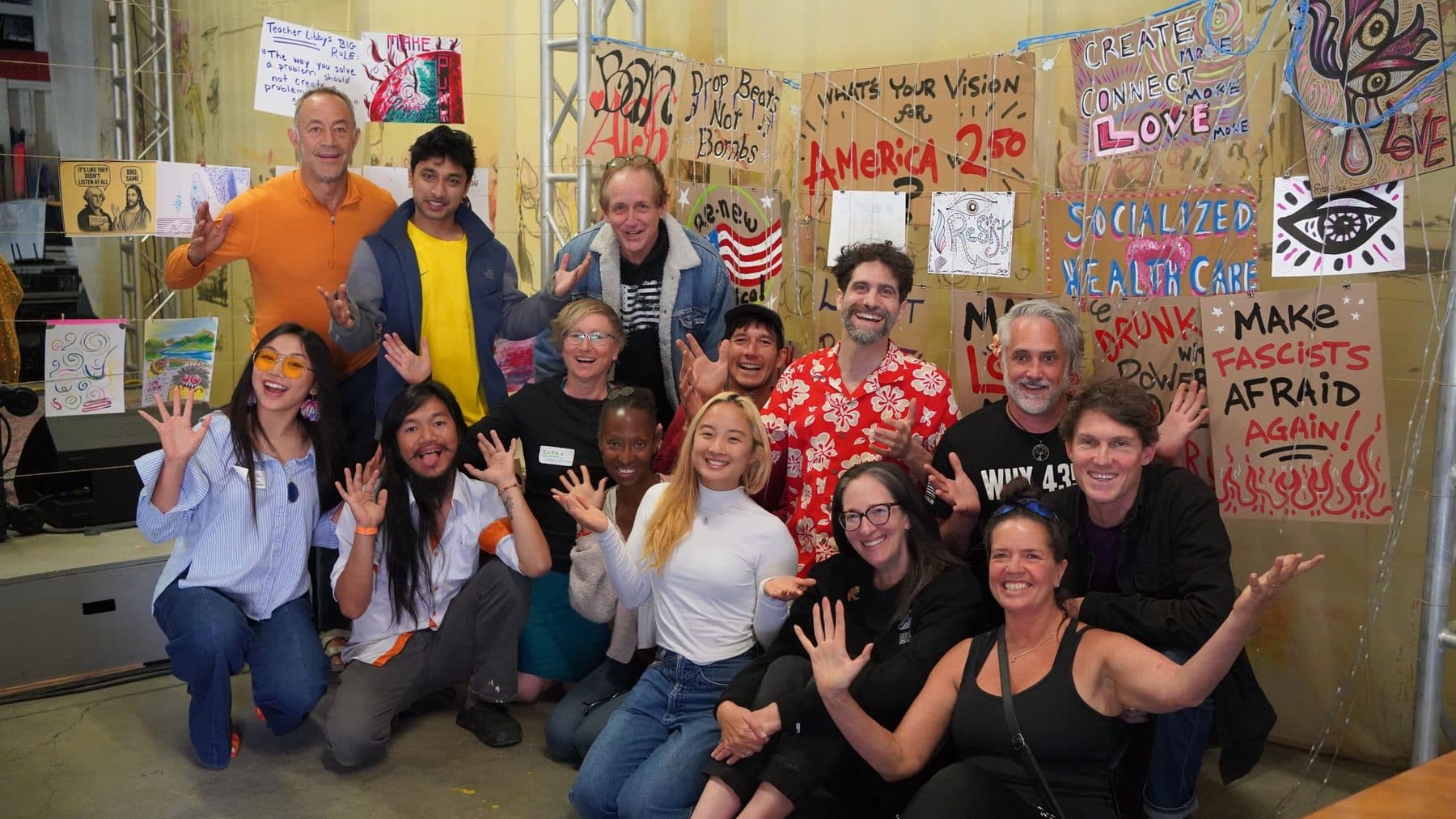People gathered at a Democracy Week event