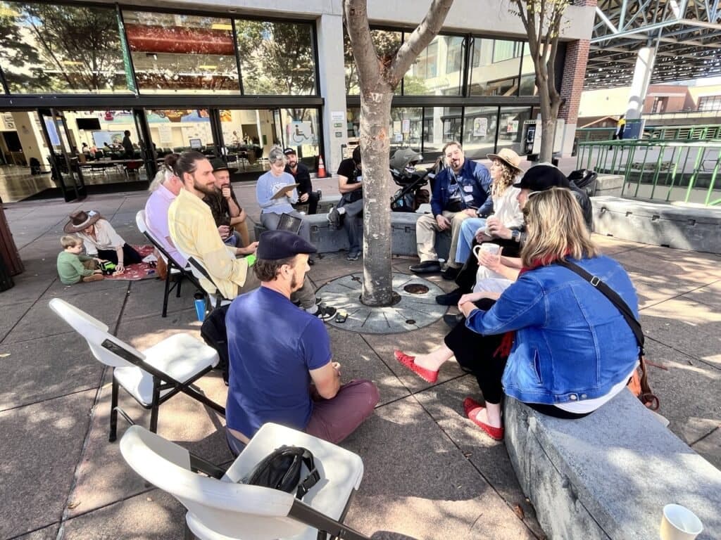 Participants gathered together at the SF AI & Democracy Unconference